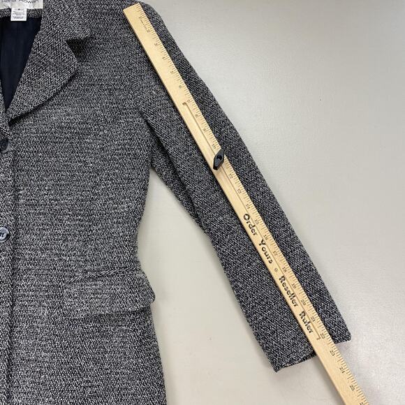 Rena Rowan Blazer Womens 8 Wool Blend Textured Tweed Jacket Pockets Casual Gray - Picture 11 of 15